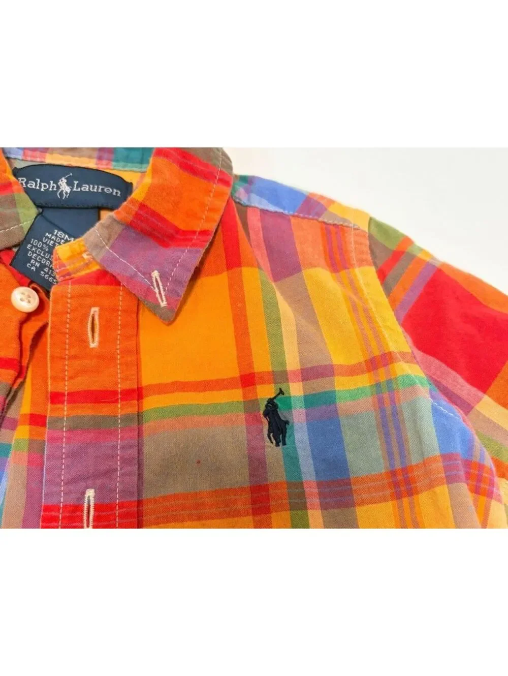 Ralph Lauren Polo Colorful Short Sleeve Button Up 18M 100% Cotton